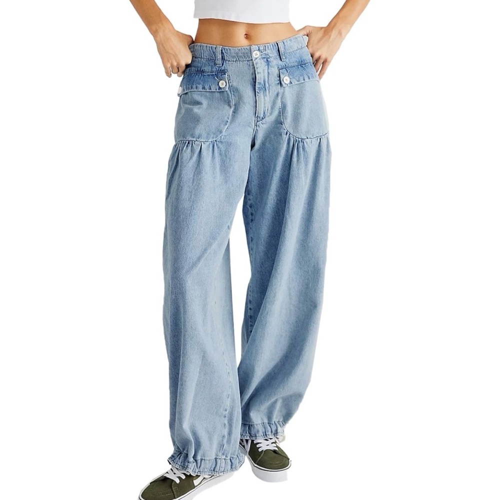 Light Denim Wide Leg Balloon pants XS/S